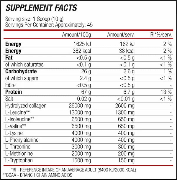 Blade EAA + Kollagén (esszenciális aminosavak hozzáadott kollagénnel, 450 g) Sárkány gyümölcs